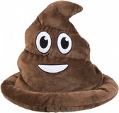 Hoed poep emoticon unisex 30 cm bruin