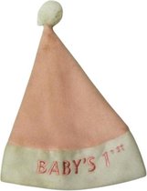 kerstmuts junior 20 x 26 cm pluche roze/wit