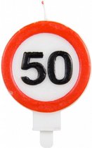 verjaardagskaars verkeersbord 50 wax rood/wit/zwart