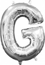 folieballon letter G 22 x 33 cm zilver