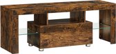 furnibella - TV-meubel, TV-tafel, met lade, glazen leggers, TV-meubel, TV-plank, voor TV's tot 55 inch, vintage bruin LTV012X01