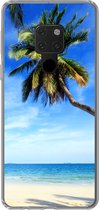 Geschikt voor Huawei P40 Lite hoesje - Palmbomen - Strand - Zee - Siliconen Telefoonhoesje