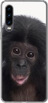 Geschikt voor Huawei P30 hoesje - Aap - Chimpansee - Portret - Kinderen - Jongens - Meisjes - Siliconen Telefoonhoesje