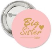 Button Big Sister Tribal roze met gouden tekst - button - zus - sister