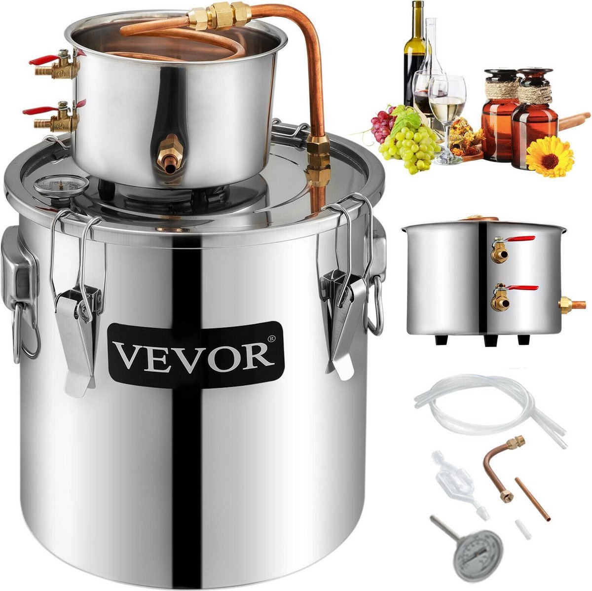 VEVOR Distillateur d'Eau 70 L Alambic Distillation Eau Acier Inox