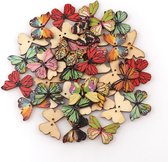 50 Houten vlinder knopen - 28mm - DIY - Vlinders in diverse kleuren - decoratie/scrapbooking