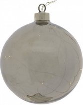 kerstbal Jarvia 15 leds 15 cm glas grijs