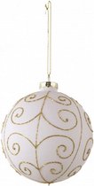 kerstbal 10 cm kunststof wit/goud