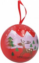 kerstballen Landschap 7 cm rood