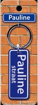 sleutelhanger straatnaam Pauline 9 cm staal blauw