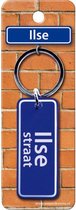 sleutelhanger straatnaam Ilse 9 cm staal blauw