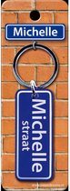 sleutelhanger straatnaam Michelle 9 cm staal blauw