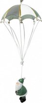 hangfiguur parachute met kerstman 66 cm hout groen/wit