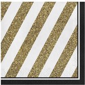 servetten 33 x 33 cm papier zwart/goud 16 stuks