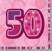 servetten 50 jaar 16 x 16 cm 16 stuks roze
