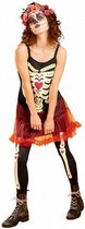 verkleedkostuum Skeleton Princess dames zwart/rood maat L