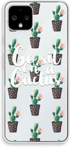 Case Company® - Google Pixel 4 hoesje - Cactus quote - Soft Cover Telefoonhoesje - Bescherming aan alle Kanten en Schermrand
