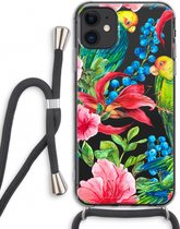 Case Company® - iPhone 11 hoesje met Koord - Papegaaien - Telefoonhoesje met Zwart Koord - Extra Bescherming aan alle Kanten en Over de Schermrand