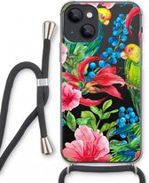 Case Company® - iPhone 13 mini hoesje met Koord - Papegaaien - Telefoonhoesje met Zwart Koord - Extra Bescherming aan alle Kanten en Over de Schermrand