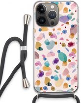 Case Company® - iPhone 13 Pro hoesje met Koord - Terrazzo Memphis - Telefoonhoesje met Zwart Koord - Extra Bescherming aan alle Kanten en Over de Schermrand