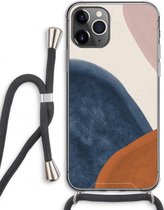 Case Company® - iPhone 11 Pro Max hoesje met Koord - Geo #1 - Telefoonhoesje met Zwart Koord - Extra Bescherming aan alle Kanten en Over de Schermrand