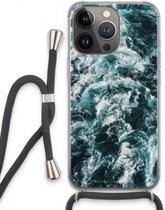 Case Company® - iPhone 13 Pro hoesje met Koord - Zee golf - Telefoonhoesje met Zwart Koord - Extra Bescherming aan alle Kanten en Over de Schermrand