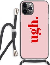 Case Company® - iPhone 11 Pro Max hoesje met Koord - Ugh - Telefoonhoesje met Zwart Koord - Extra Bescherming aan alle Kanten en Over de Schermrand