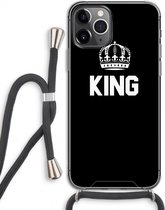 Case Company® - iPhone 11 Pro hoesje met Koord - King zwart - Telefoonhoesje met Zwart Koord - Extra Bescherming aan alle Kanten en Over de Schermrand