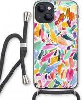 Case Company® - iPhone 13 mini hoesje met Koord - Watercolor Brushstrokes - Telefoonhoesje met Zwart Koord - Extra Bescherming aan alle Kanten en Over de Schermrand