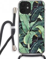 Case Company® - iPhone 12 mini hoesje met Koord - Bananenbladeren - Telefoonhoesje met Zwart Koord - Extra Bescherming aan alle Kanten en Over de Schermrand