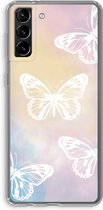 Case Company® - Samsung Galaxy S21 Plus hoesje - White butterfly - Soft Cover Telefoonhoesje - Bescherming aan alle Kanten en Schermrand