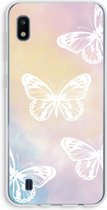 Case Company® - Samsung Galaxy A10 hoesje - White butterfly - Soft Cover Telefoonhoesje - Bescherming aan alle Kanten en Schermrand