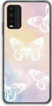 Case Company® - Xiaomi Redmi 9T hoesje - White butterfly - Soft Cover Telefoonhoesje - Bescherming aan alle Kanten en Schermrand