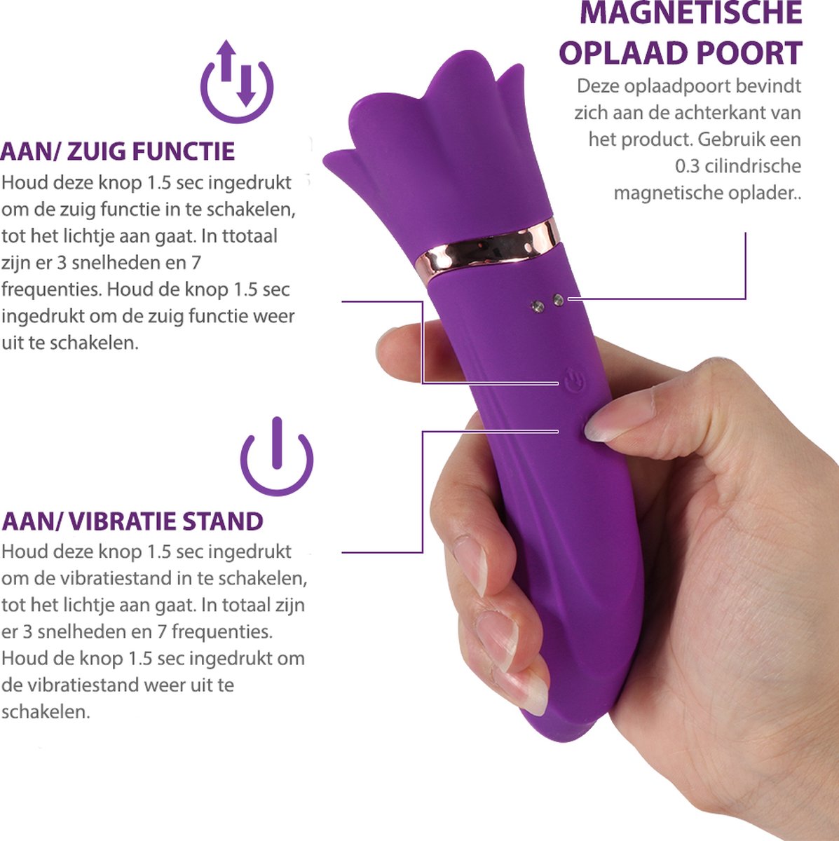 Zuigende Vibrator Met meerdere zuig en vibratie standen bol