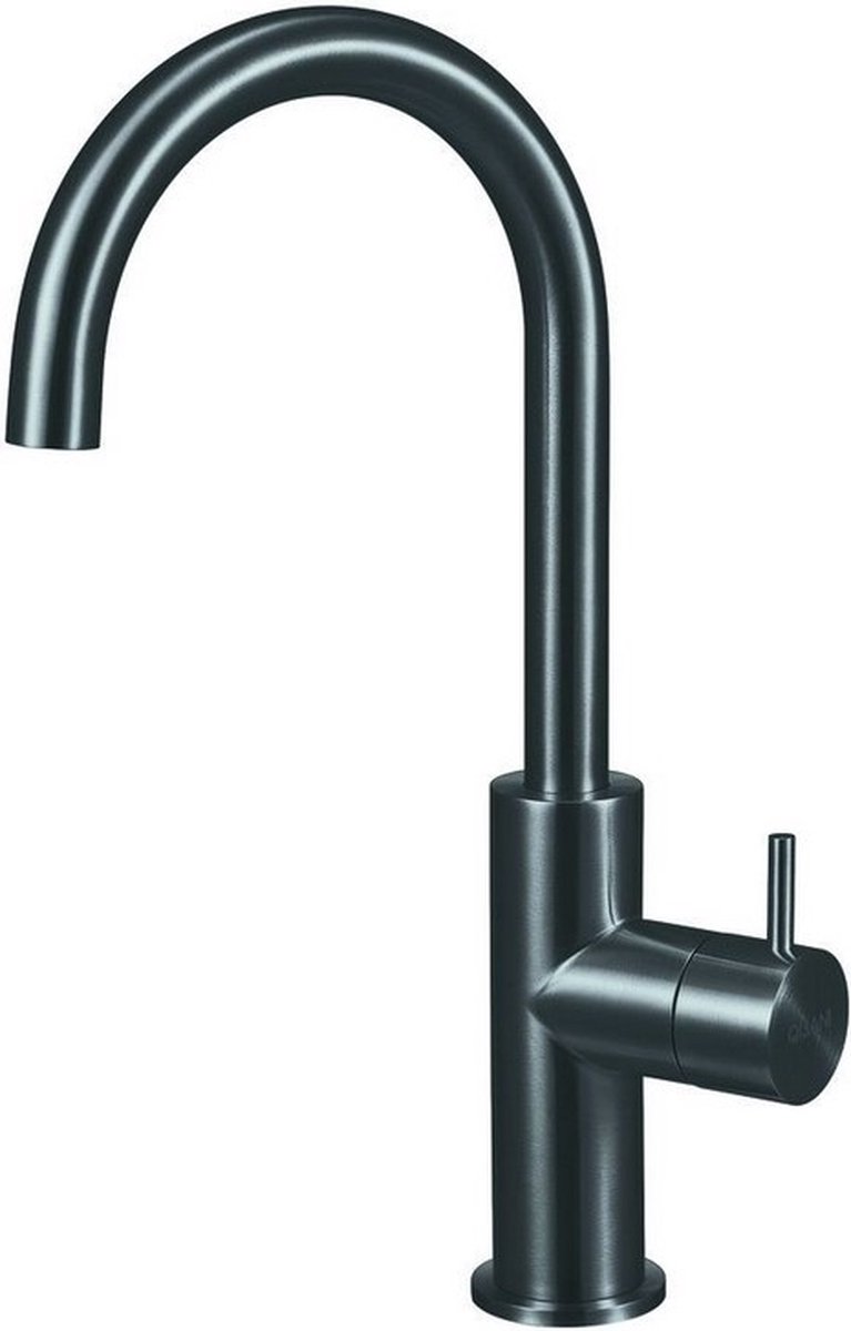 Qisani Flow wastafelkraan Gun Metal Zwart Rond 25601.04