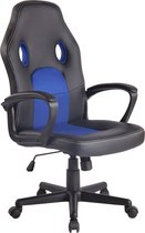 Chaise de bureau Clp Elbing - Cuir artificiel - Zwart/ bleu