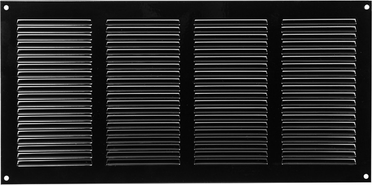 Paneir Airdesigns- metaal-400 x 200 -omgezette rand - opbouw - aanvoer & afvoer - zwart