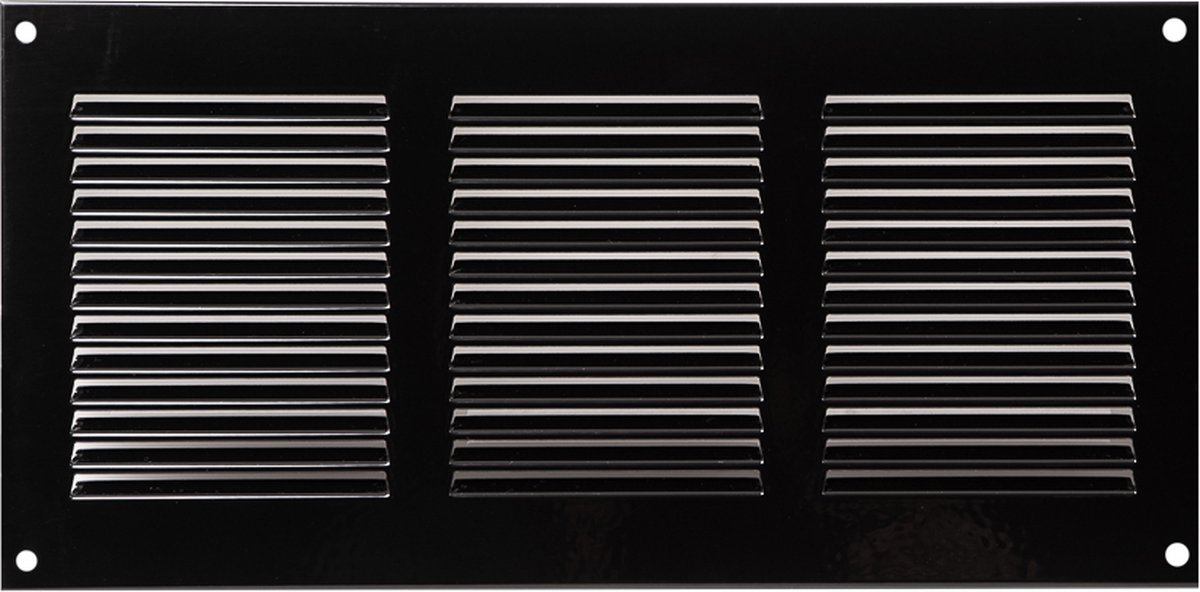 Paneir Airdesigns- metaal-300 X 150 -omgezette rand - opbouw - aanvoer & afvoer - zwart