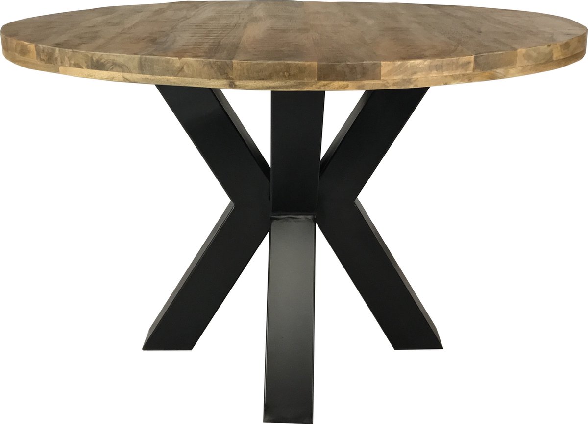 Ronde eettafel 120cm mangohout industrieel
