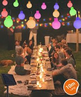 TIGIOO Tuinverlichting op Zonne energie - Lichtsnoer Licht Slinger - Carnaval - Party Verlichting - Feestverlichting - Lampjes Slinger Solar verlichting buitenverlichting 100 Kleuren - 12 meter