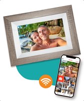 Digitale fotolijst met WiFi en Frameo App – Fotokader - 8 inch - Pora – HD+ -IPS Display – Bruin/Hout - Micro SD - Touchscreen
