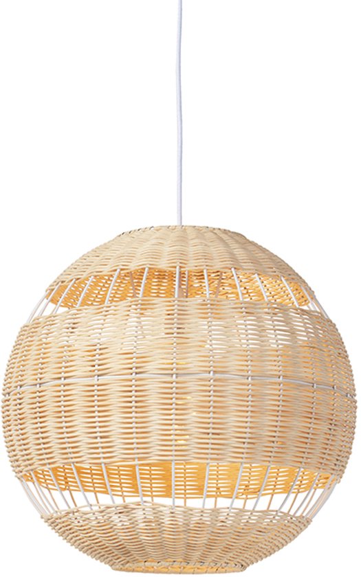 QAZQA rattan hl - Art Deco Hanglamp - 1 lichts - Ø 400 mm - Bruin - Woonkamer | Slaapkamer | Keuken