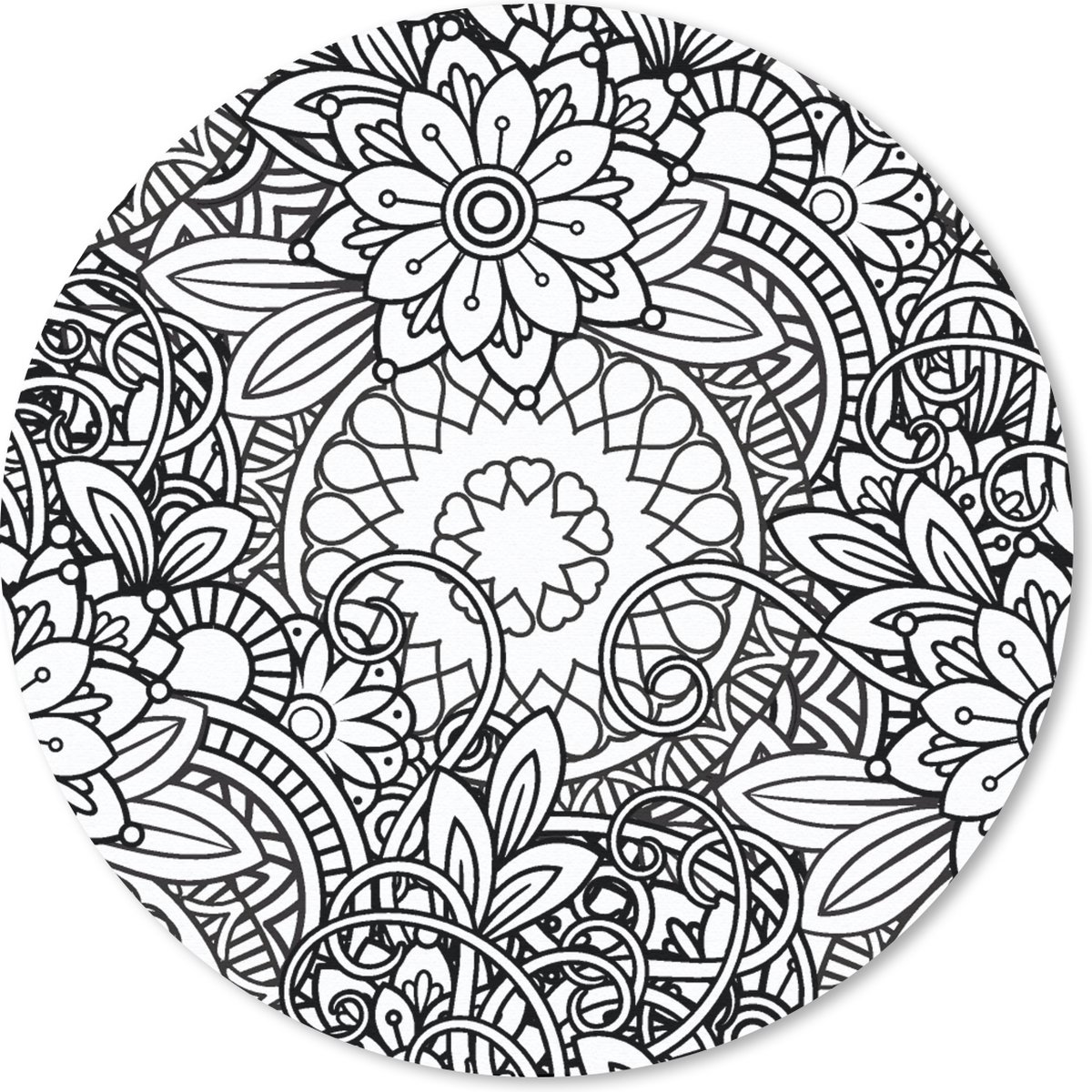 Muismat rond 50x50 cm - Mousepad Mandala - Zentangle - Patroon - Ronde muismatten