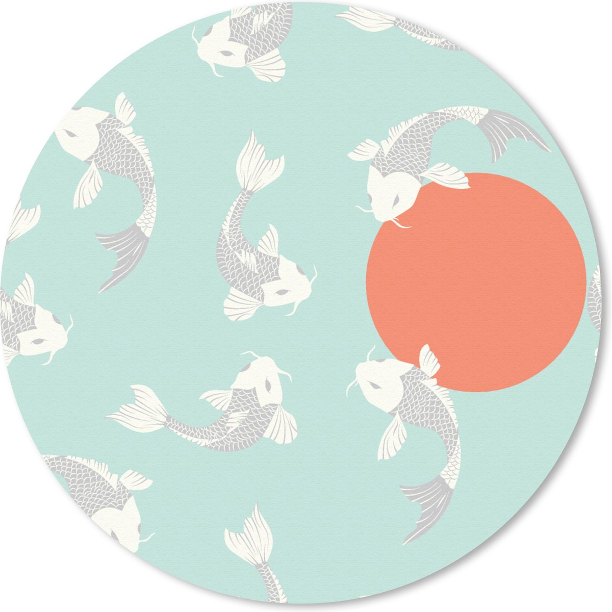 Muismat rond 20x20 cm - Mousepad Patroon - Vis - Japan - Dier - Ronde muismatten
