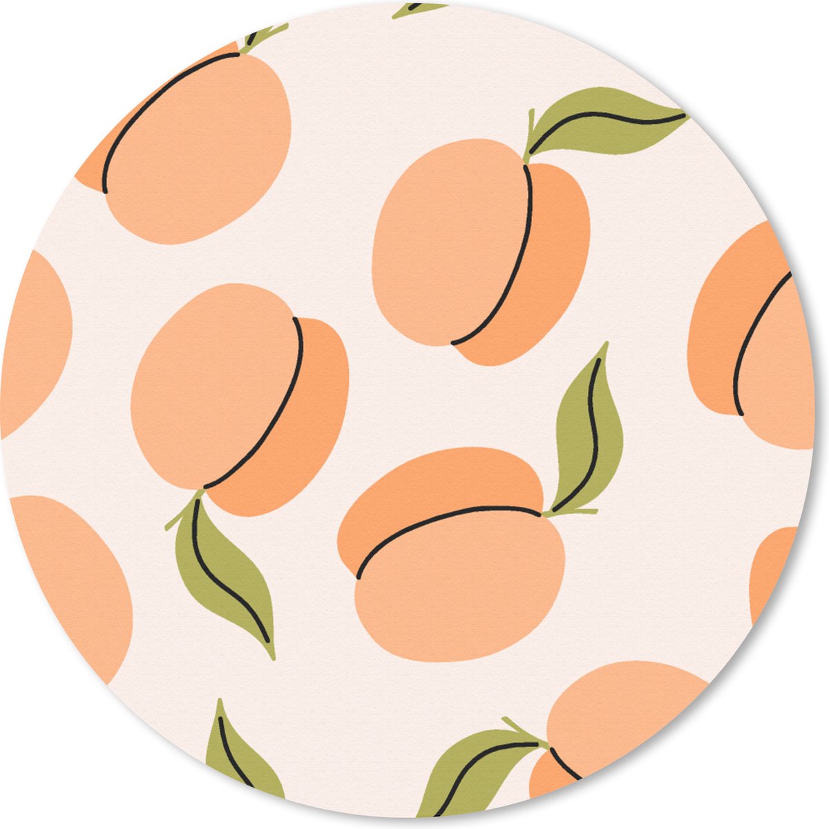 Muismat rond 30x30 cm - Mousepad Fruit - Abrikoos - Zomer - Patronen - Ronde muismatten