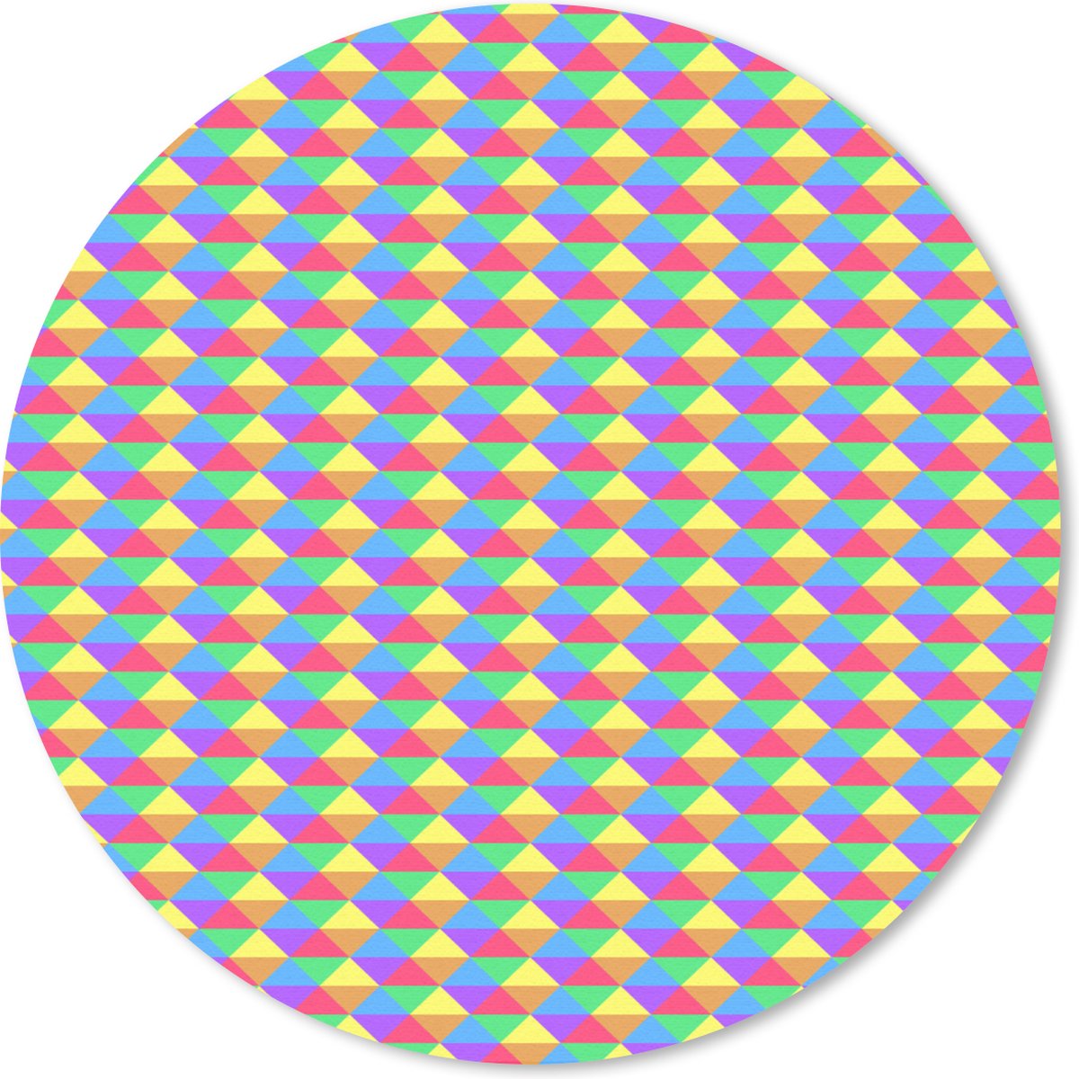 Muismat - Mousepad - Rond - Hexagon - Regenboog - Patroon - 50x50 cm - Ronde muismat