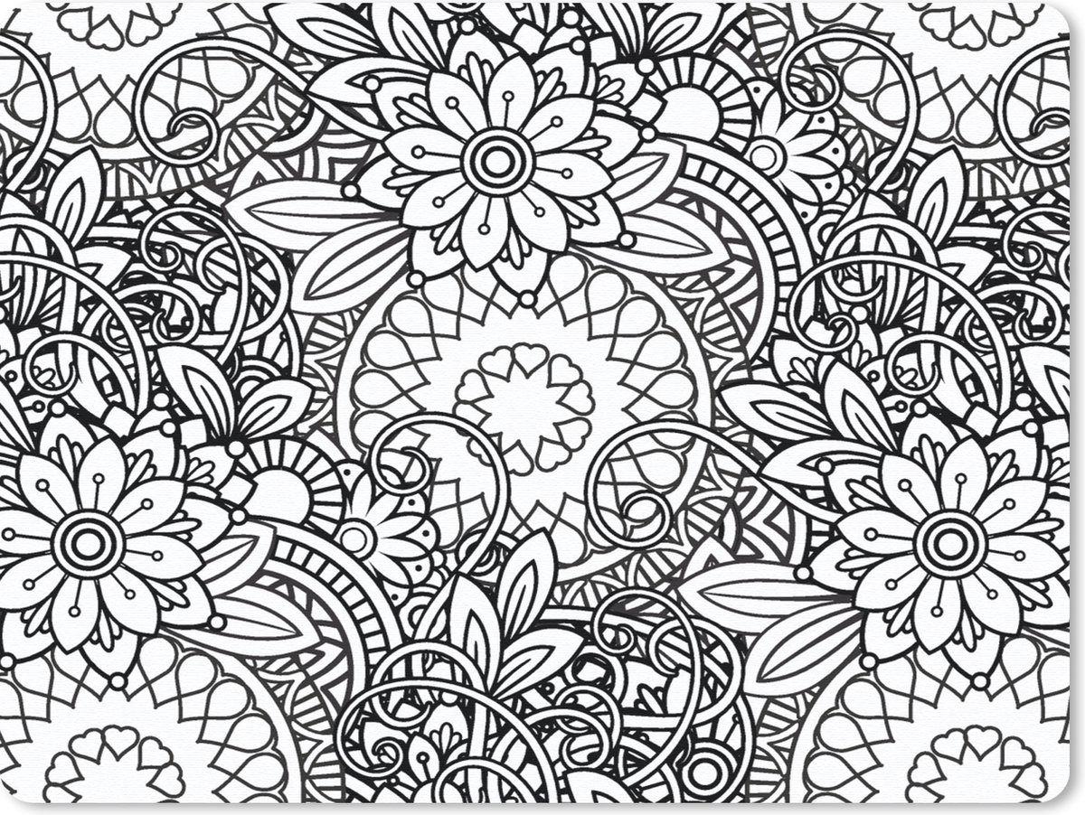 Muismat - Mousepad - Mandala - Zentangle - Patroon - 23x19 cm - Muismatten