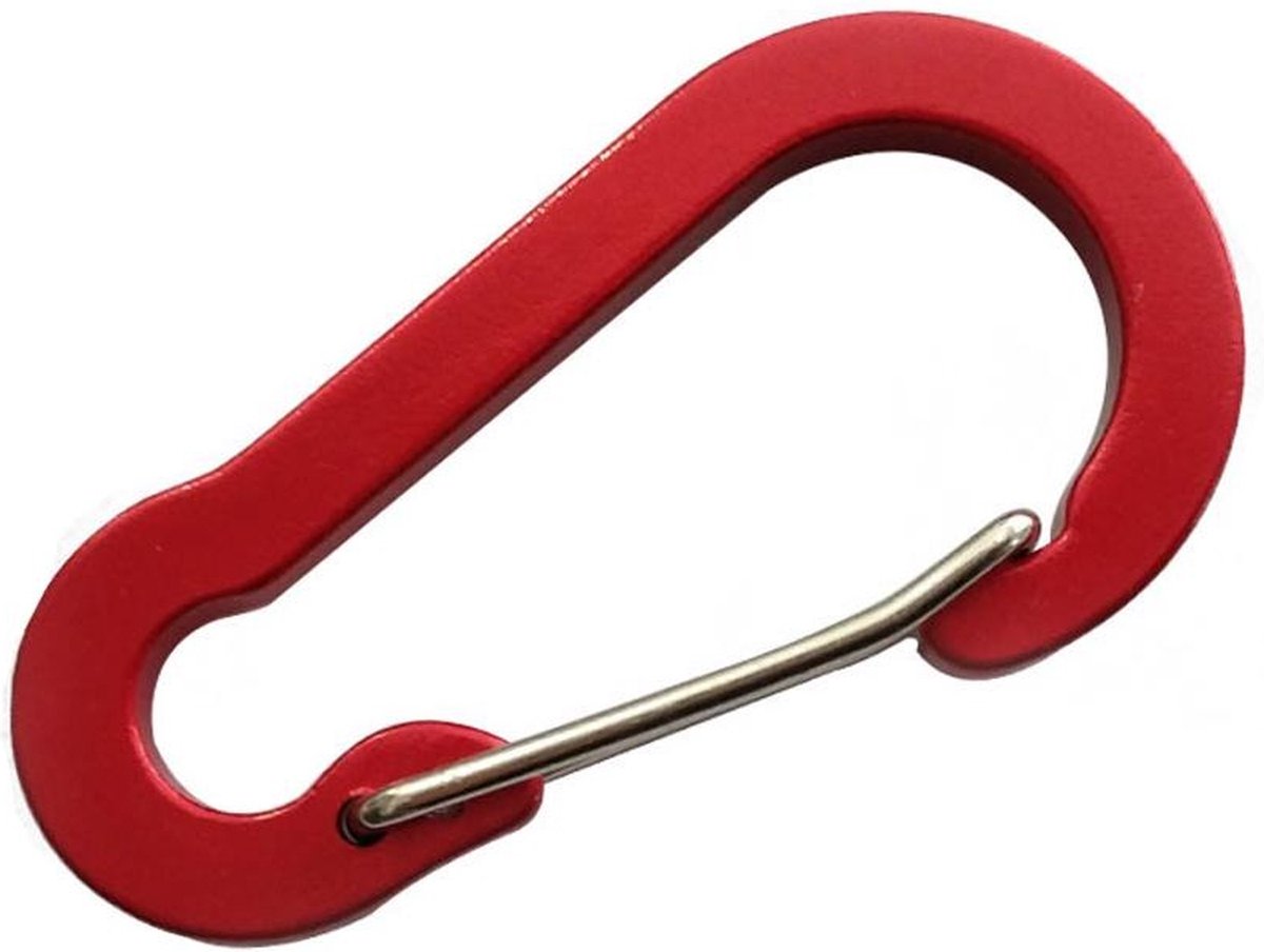 2x Platte karabijnhaak - 50mm - Rood