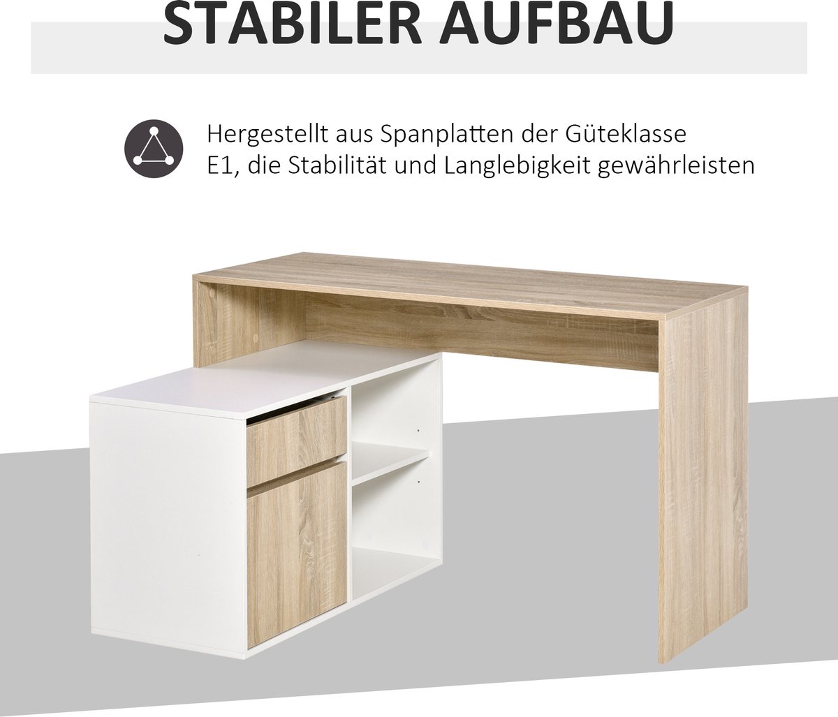 Bureau L-Vorm Hoekbureau Met 2 Kabellaten En Opbergvakken Hoektafel Computertafel Bureautafel Voor Thuis Of Kantoor Wit