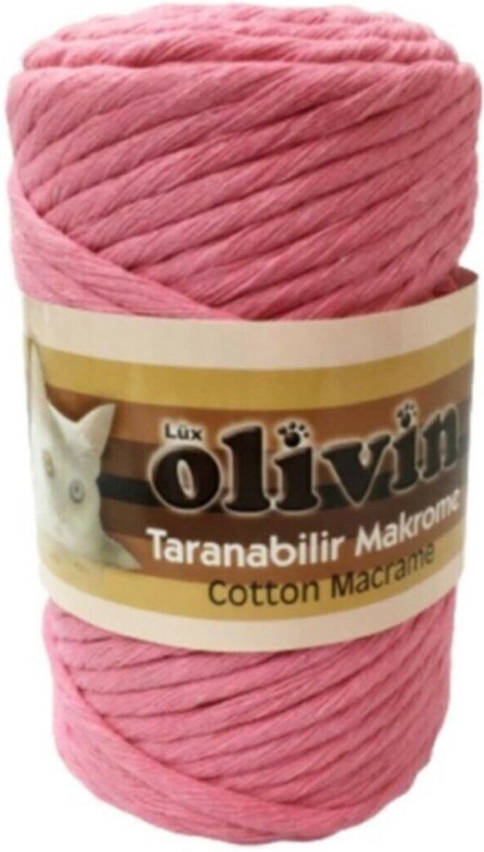 Lux Olivin Macrame Touw - Wandkleden Touw - Gordijnen Touw - Tassen Touw - Moederdag Cadeau - 5 mm - 100% Katoen - Roze